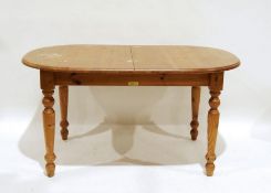 20th century pine extending D-end table on turned supports