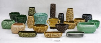 Collection of Sylvac vases and planters, mid century and later, impressed marks including Reed