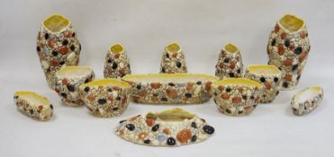 Large collection of Sylvac Pebble pattern vases and planters, impressed marks, moulded with pebbles,