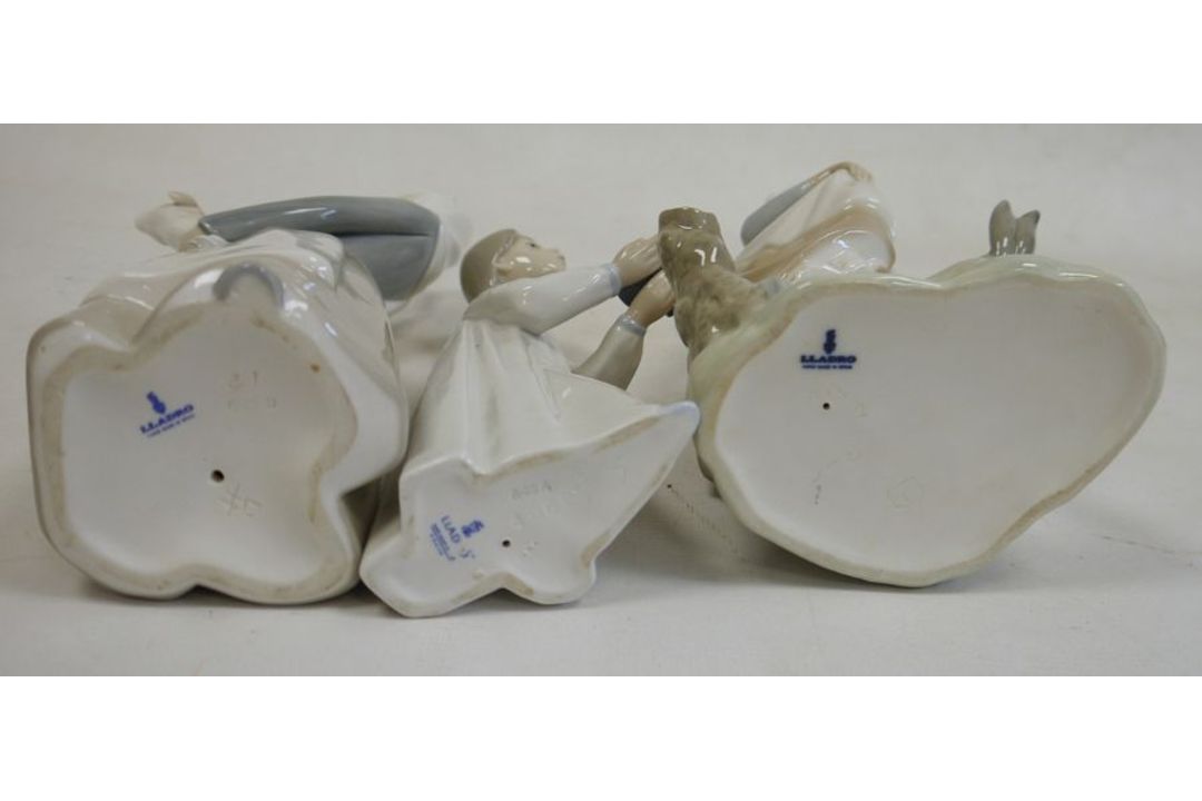 Six Lladro figures of girls, printed blue and impressed marks, including a figure of a girl and a - Image 3 of 5