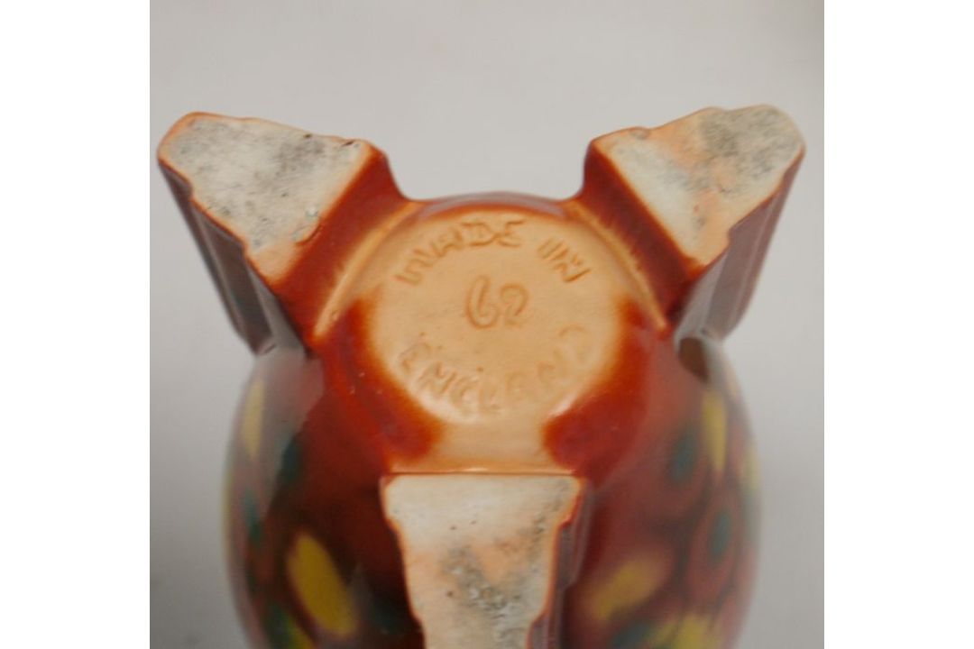 Collection of English Art Deco ceramics, comprising a Bretby pottery turquoise glazed compressed - Image 3 of 5