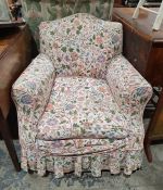 Early 20th century armchair in white ground foliate patterned upholstery