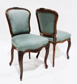 Set of six early 20th century dining chairs in the French taste, with serpentine fronted seats to