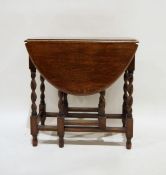 20th century oak gateleg table on barleytwist and block supports