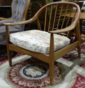 Teak mid-century modern Greaves & Thomas stickback armchair  Condition Reportphotos added