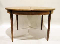 Set of six mid-century modern G-Plan ladderback teak chairs and an extending table on cylindrical