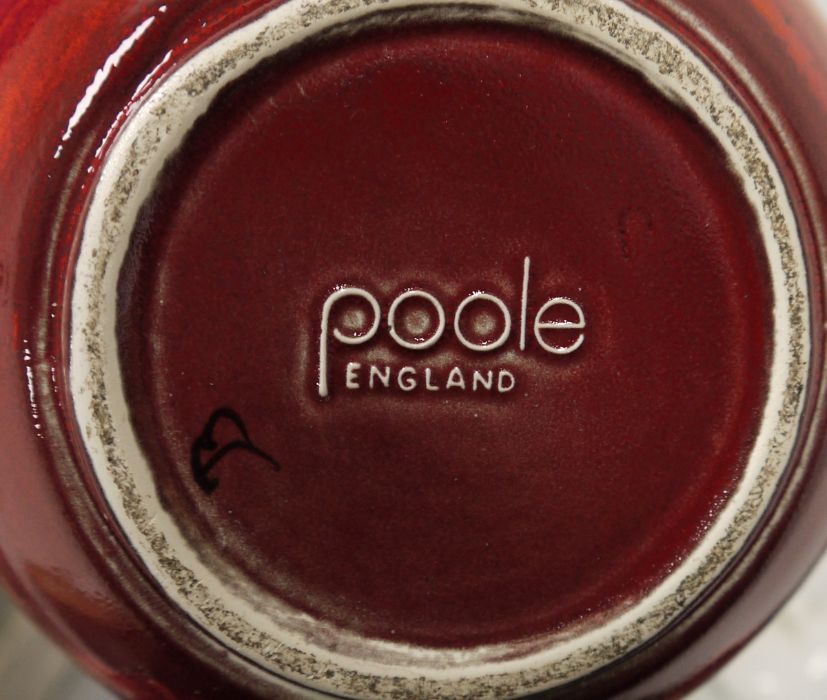 Modern Poole pottery red ground vase, a 20th century studio pottery stoneware footed bowl stamped - Image 6 of 7