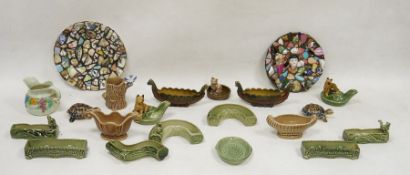 Large collection of Wade porcelain and other ceramic items, including a pair of dragon boat brown
