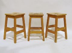Set of six beech seated school-type stools (6)  Condition Report Approx. Height: 56cm. Wear