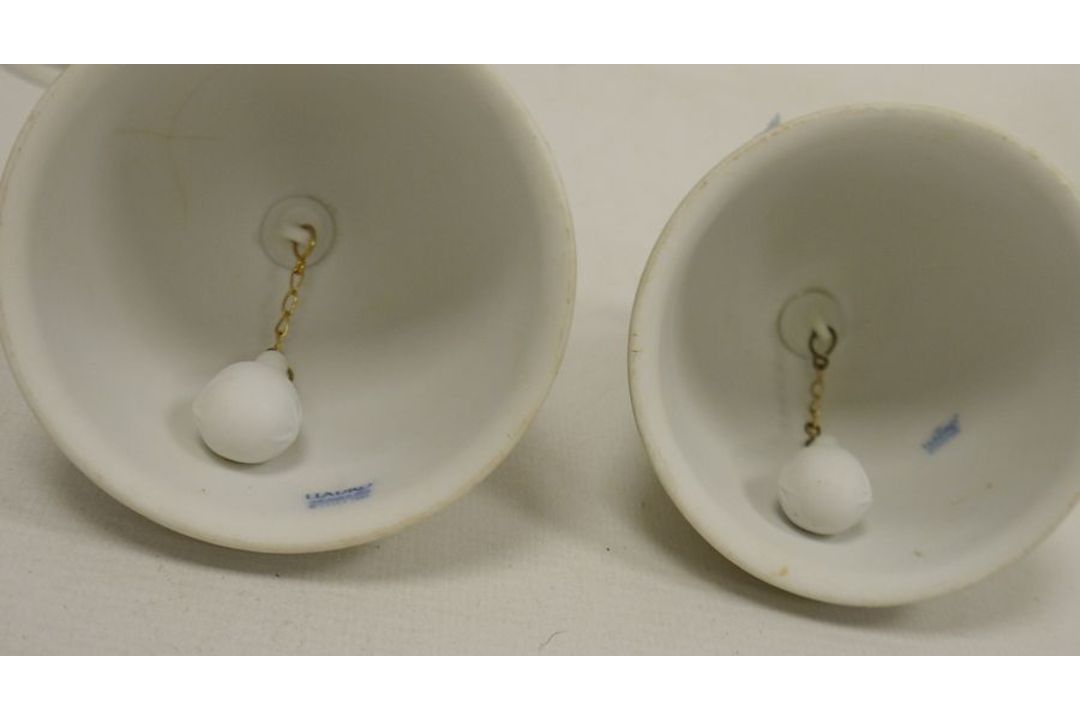 Five Lladro bisque porcelain Christmas bells,  each tied with a little pink ribbon, 1995, 1999, - Image 2 of 3