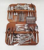 Mid-century modern flatware, Japanese stainless steel, on trays (1 box)