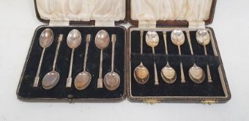 Two cased sets of silver coffee spoons, approx. 2.2ozt