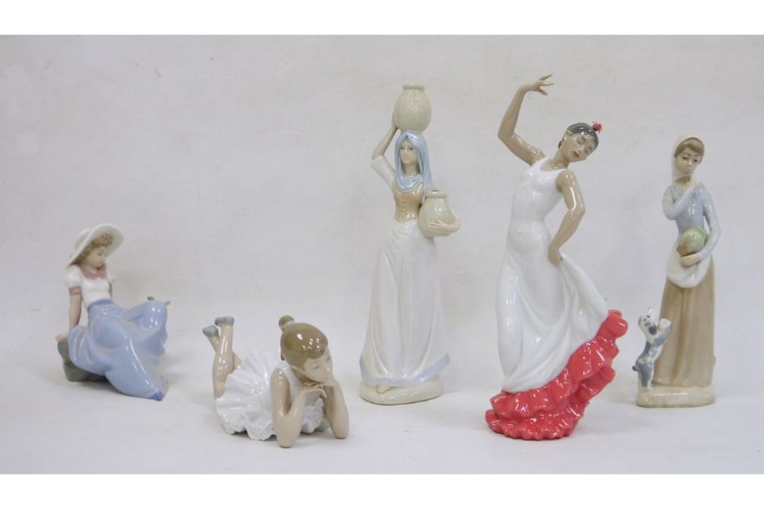 Collection of Spanish porcelain figures, printed and impressed marks, including a Nao figure of a - Image 1 of 5