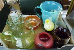 Large Solianware dish, a pair of Limoges candlesticks and further china and glassware (2 boxes)