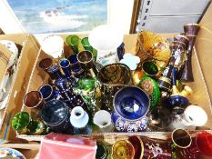 Bohemia crystal 'Valerie' collection glass vase and assorted coloured enamelled and gilt