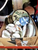 Crown Staffordshire part tea service, a Waterford cut glass vase and various china and glassware (