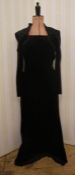 Frank Usher black taffeta sunray pleated wrapover skirt, full length with a matching sash and a