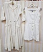 Fred Perry cotton tennis dress, front button fastening with square neck collar, a white poplin