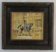 Paul R Gildea (1956) The New English Art Club. Oil on board. Statue of King Richard 1 on horseback