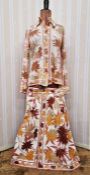 Emilio Pucci jersey shirt with matching velvet printed skirt, printed with palms and leaves in