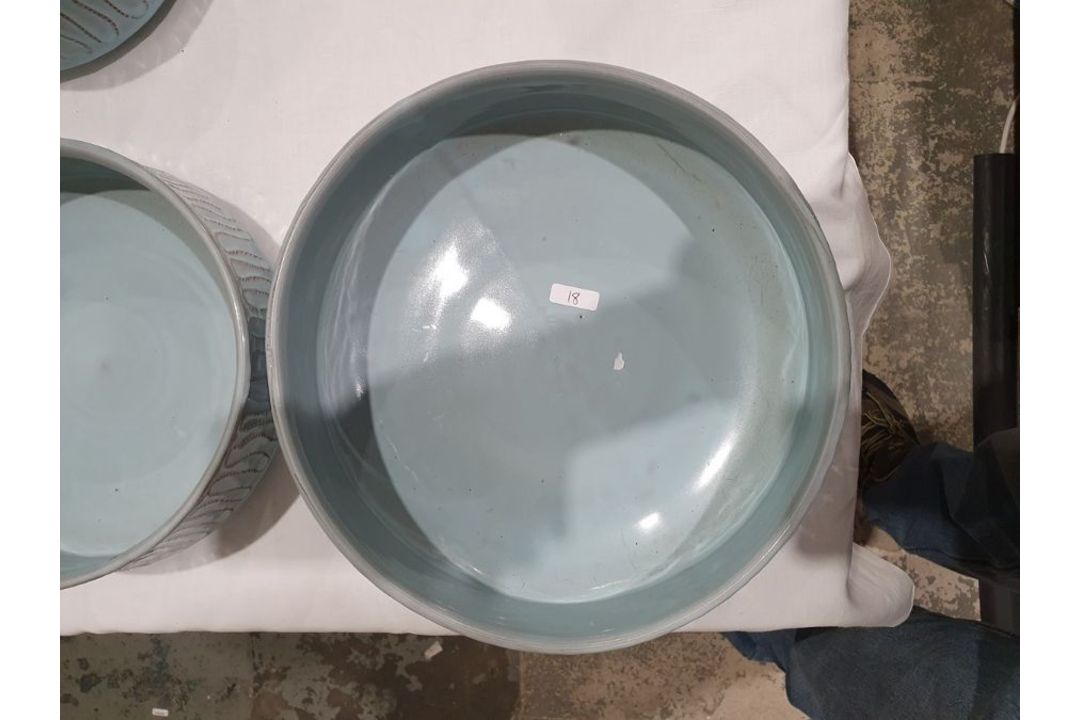 Poole pottery 'Delphis' circular plate, abstract turquoise multi-coloured with red border and - Image 19 of 19