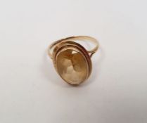 9ct gold and citrine ring set single oval facet-cut stone, collet-setCondition ReportWeight approx