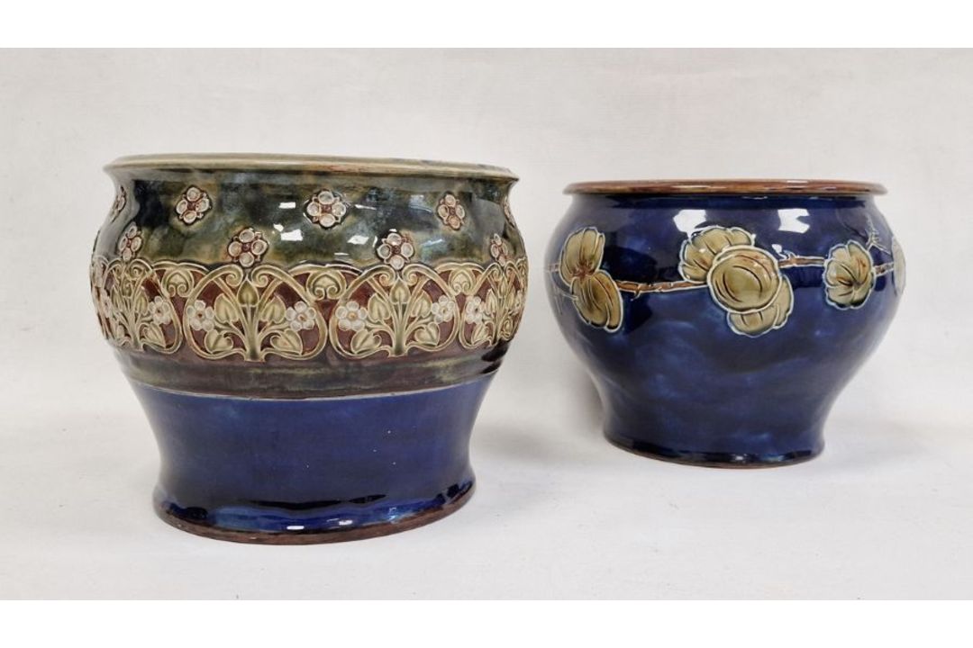 Royal Doulton stoneware jardiniere, shouldered and slightly tapering body, foliate branch - Image 1 of 10