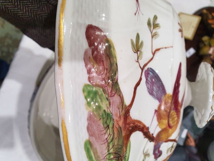 19th century continental tureen, oval with fluted gilt finial, the ogee cover with osier border, the - Image 9 of 18