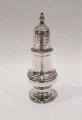George III silver sugar caster / muffineer of baluster form with pierced cover, London 1763, John