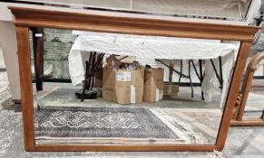 20th century overmantel mirror, the rectangular bevel edged plate in frame with moulded cornice