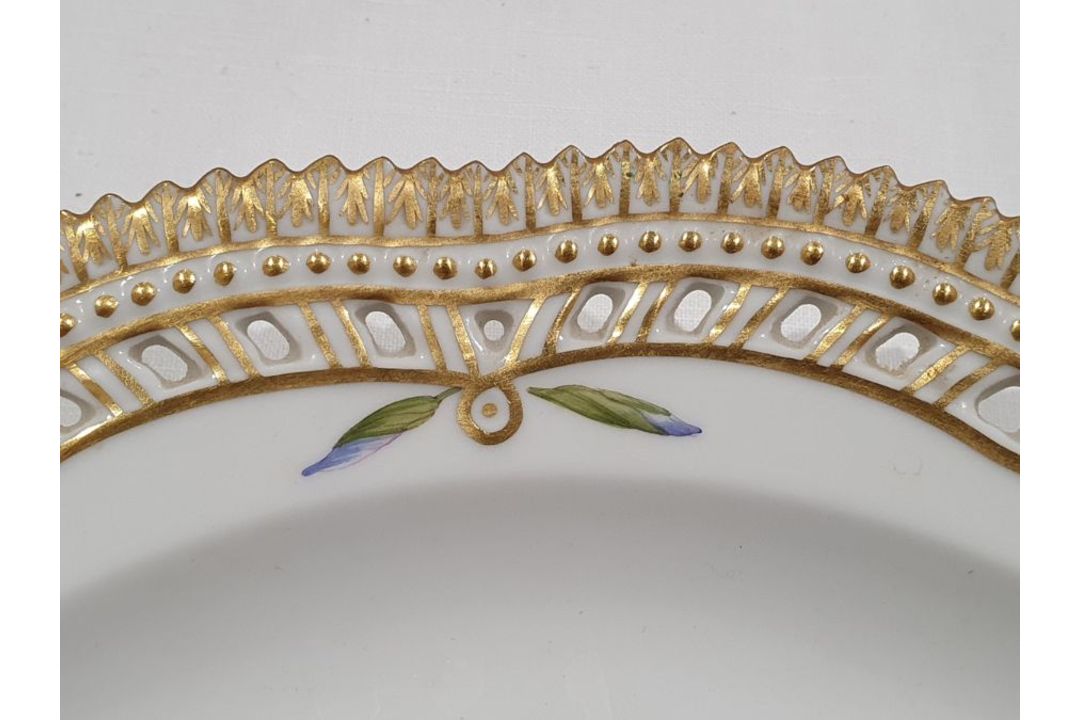Royal Copenhagen 'Flora Danika' plate 'Iris Spuria L', no.3526 with pierced gilt serrated border, - Image 6 of 8