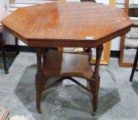 Octangonal walnut centre table, single tier below