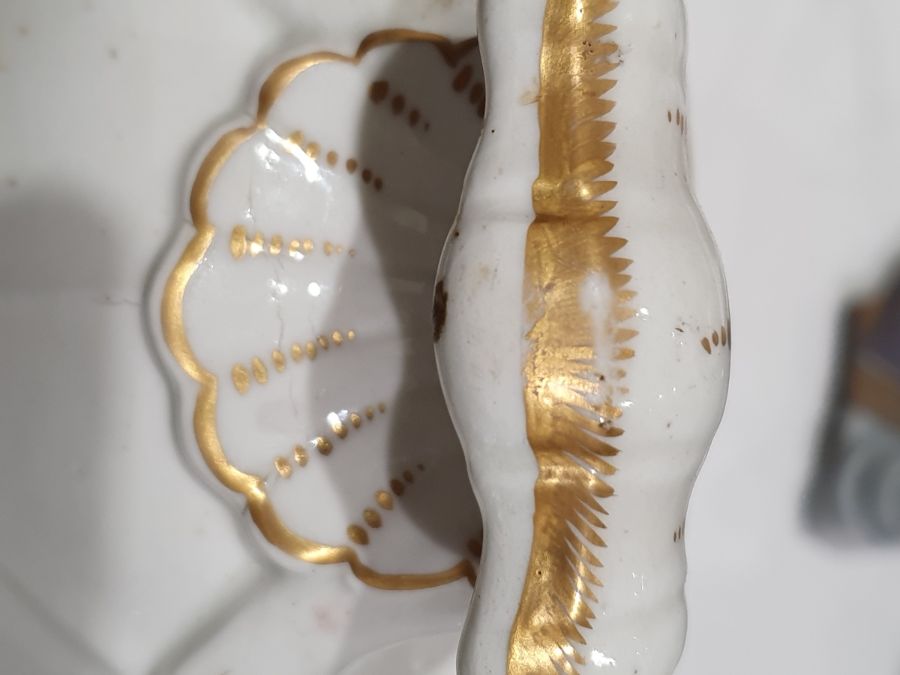 19th century continental tureen, oval with fluted gilt finial, the ogee cover with osier border, the - Image 13 of 18