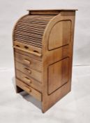 20th century oak narrow tambour-fronted desk, on four drawers, 56cm x 106cm
