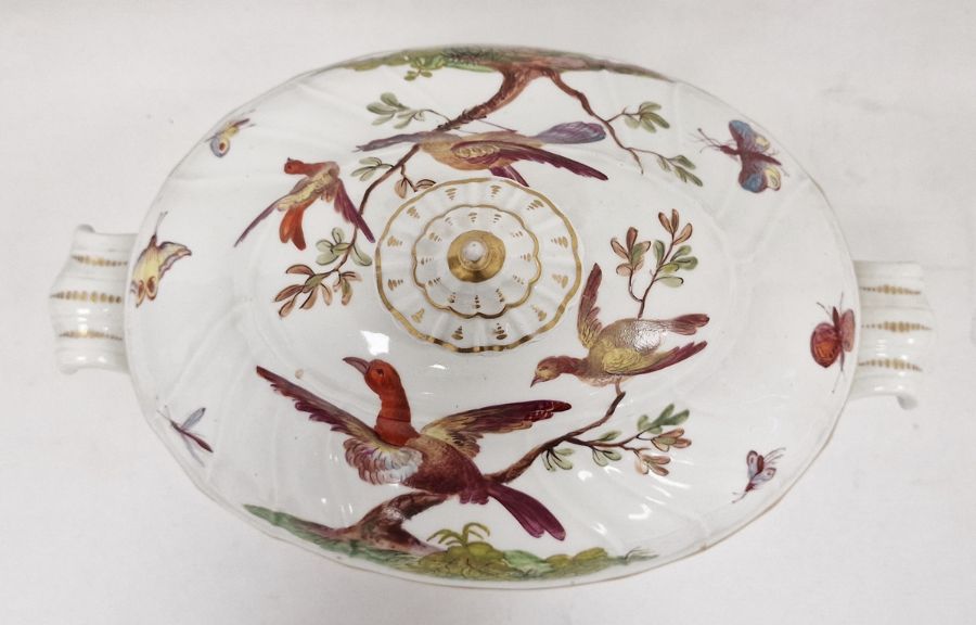 19th century continental tureen, oval with fluted gilt finial, the ogee cover with osier border, the - Image 2 of 18