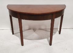 19th century mahogany D-shaped table on square section tapering supports
