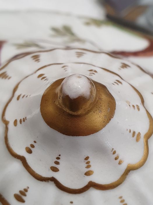 19th century continental tureen, oval with fluted gilt finial, the ogee cover with osier border, the - Image 6 of 18