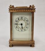 19th century glass and brass carriage clock, the enamel dial decorated with intricate Arabic