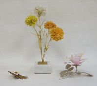 Royal Worcester bone china and gilt bronze flower arrangement designed by R Van Ruyckevelt,