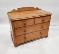 Early 20th century pine chest of two short over two long drawers, on turned feet, 102cm x 74cm
