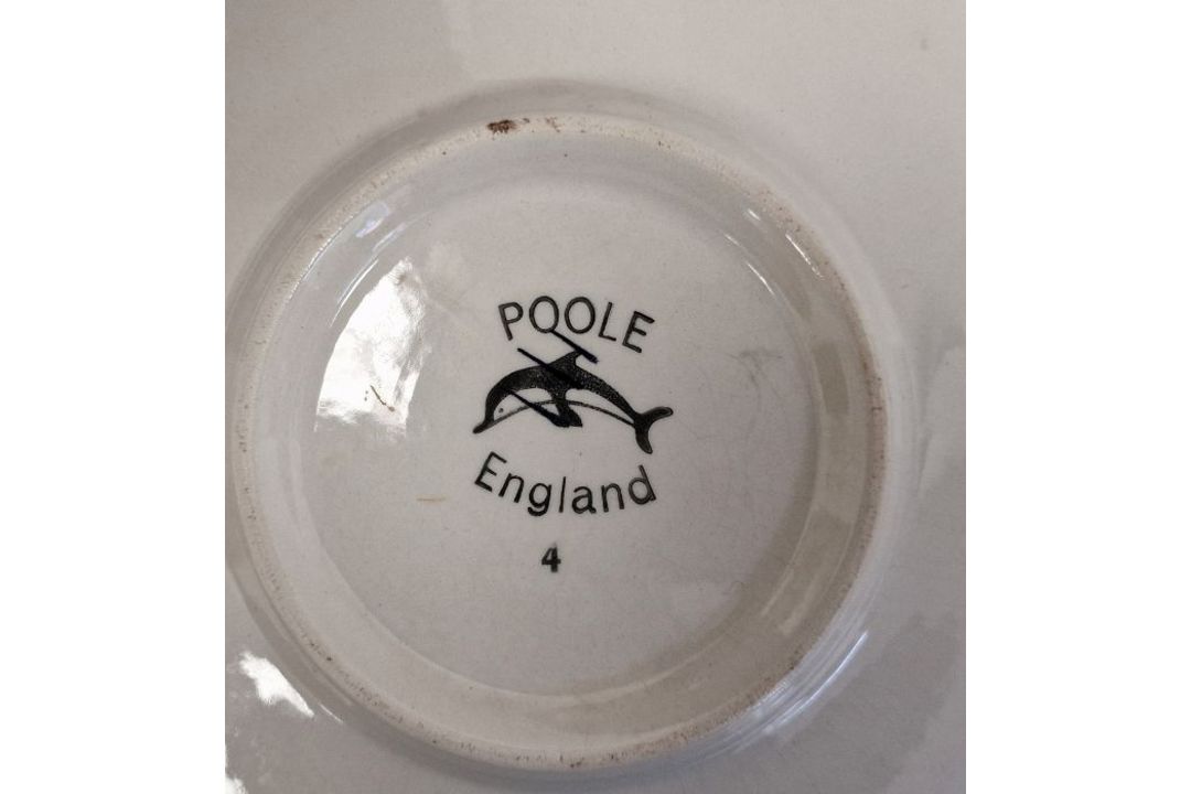 Poole pottery 'Delphis' circular plate, abstract turquoise multi-coloured with red border and - Image 3 of 19