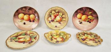 Two Coalport fruit painted plates signed 'Sergeant & J Mottram', pair Leighton Maybury fruit painted