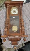 Early 20th century Vienna regulator type clock in mahogany case with ring turned columns, Arabic