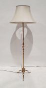 20th century brass standard lamp on tripod base
