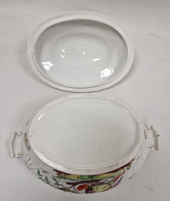19th century continental tureen, oval with fluted gilt finial, the ogee cover with osier border, the - Image 4 of 18