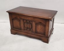 20th century oak coffer with panelled front, on bracket feet, 92cm x 53cm