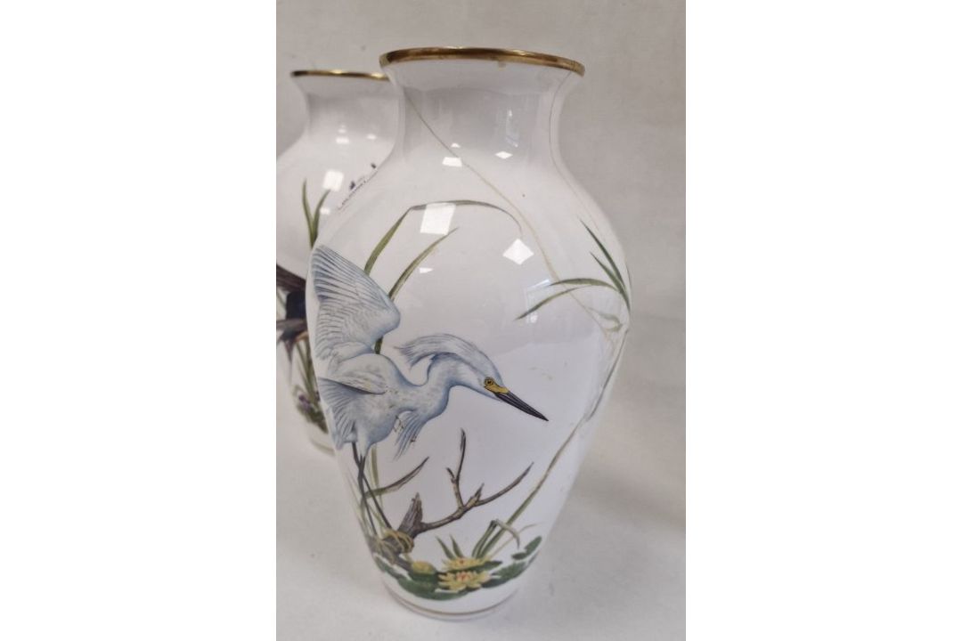 Three Franklin porcelain limited edition vases 'Meadowland Bird Vase', 'Woodland Bird Vase' and ' - Image 2 of 14