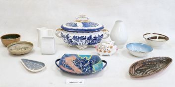 Raku pottery small bottle vase with initials 'ER/BR', quantity studio pottery, Rosenthal and Royal