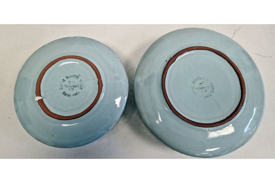 Poole pottery 'Delphis' circular plate, abstract turquoise multi-coloured with red border and - Image 2 of 19