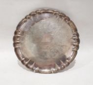 20th century salver of circular lobed form, by Georg Jensen, marked 'Denmark Sterling', 24.3ozt